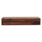 Lunar Solid Mango Wood Floating Console – Chestnut Finish, 2 Compact Drawers