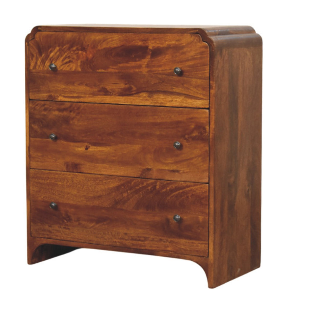 Newton 3-Drawer Solid Mango Wood Chest – Chestnut Finish