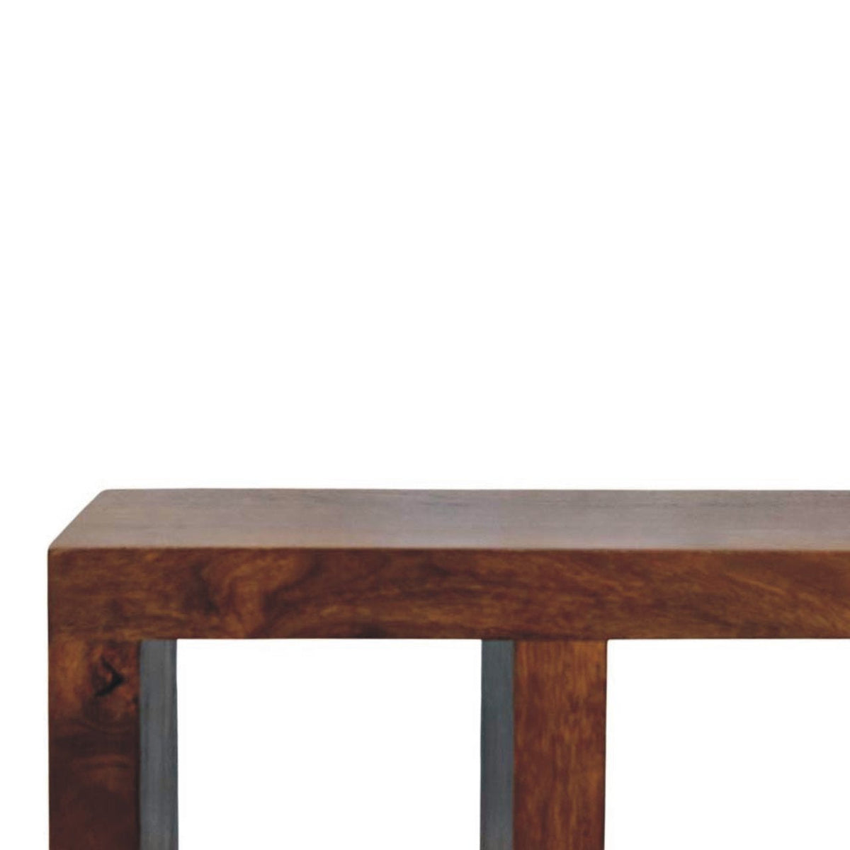 Orion Curved Solid Mango Wood Media Unit – Chestnut Finish