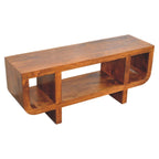 Orion Curved Solid Mango Wood Media Unit – Chestnut Finish