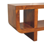 Orion Curved Solid Mango Wood Media Unit – Chestnut Finish