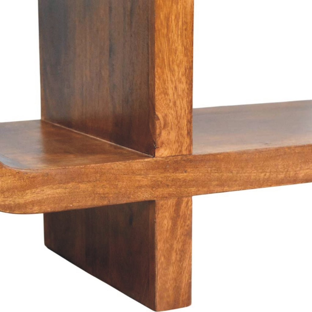 Orion Curved Solid Mango Wood Media Unit – Chestnut Finish