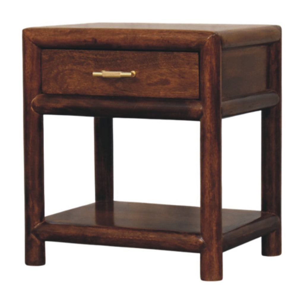 Regency Solid Mango Wood Nightstand – Chestnut Finish