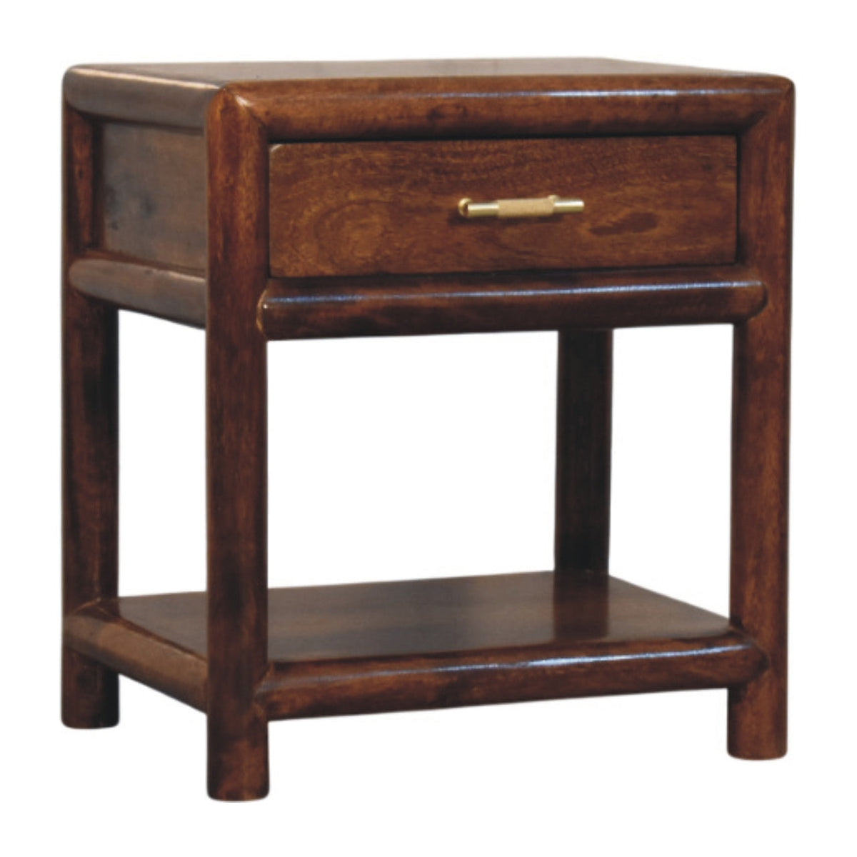 Regency Solid Mango Wood Nightstand – Chestnut Finish