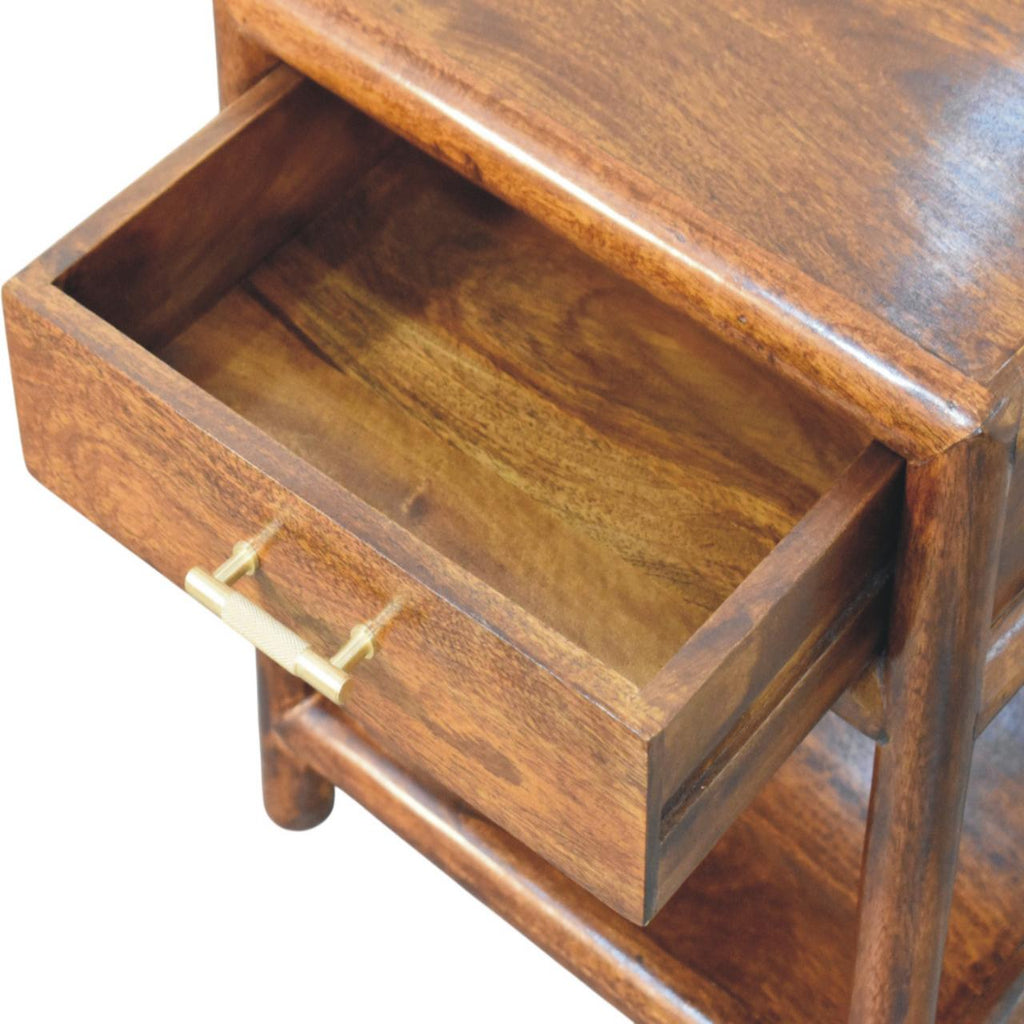 Regency Solid Mango Wood Nightstand – Chestnut Finish
