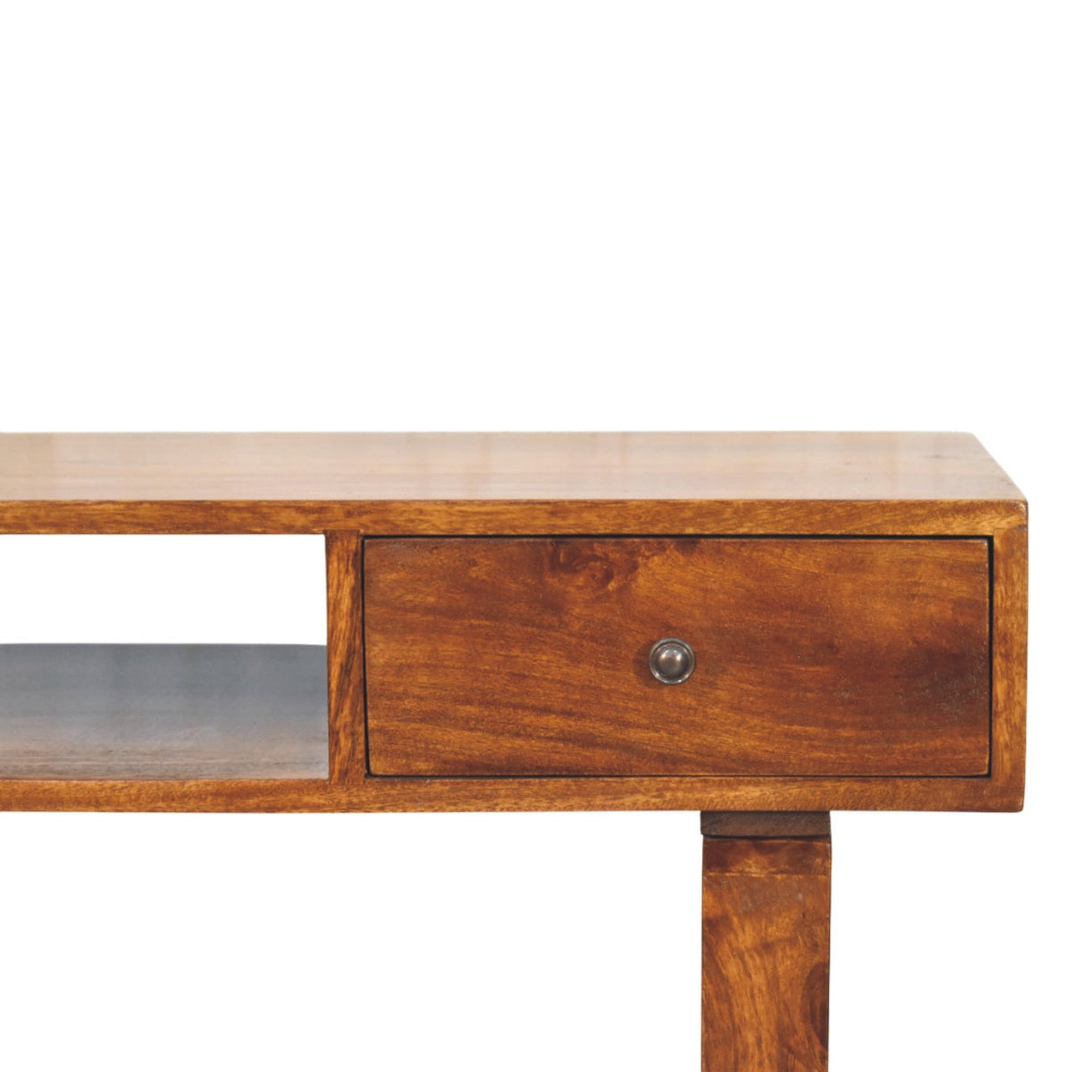 Tula 1-Drawer Solid Mango Wood Writing Desk – Chestnut Finish