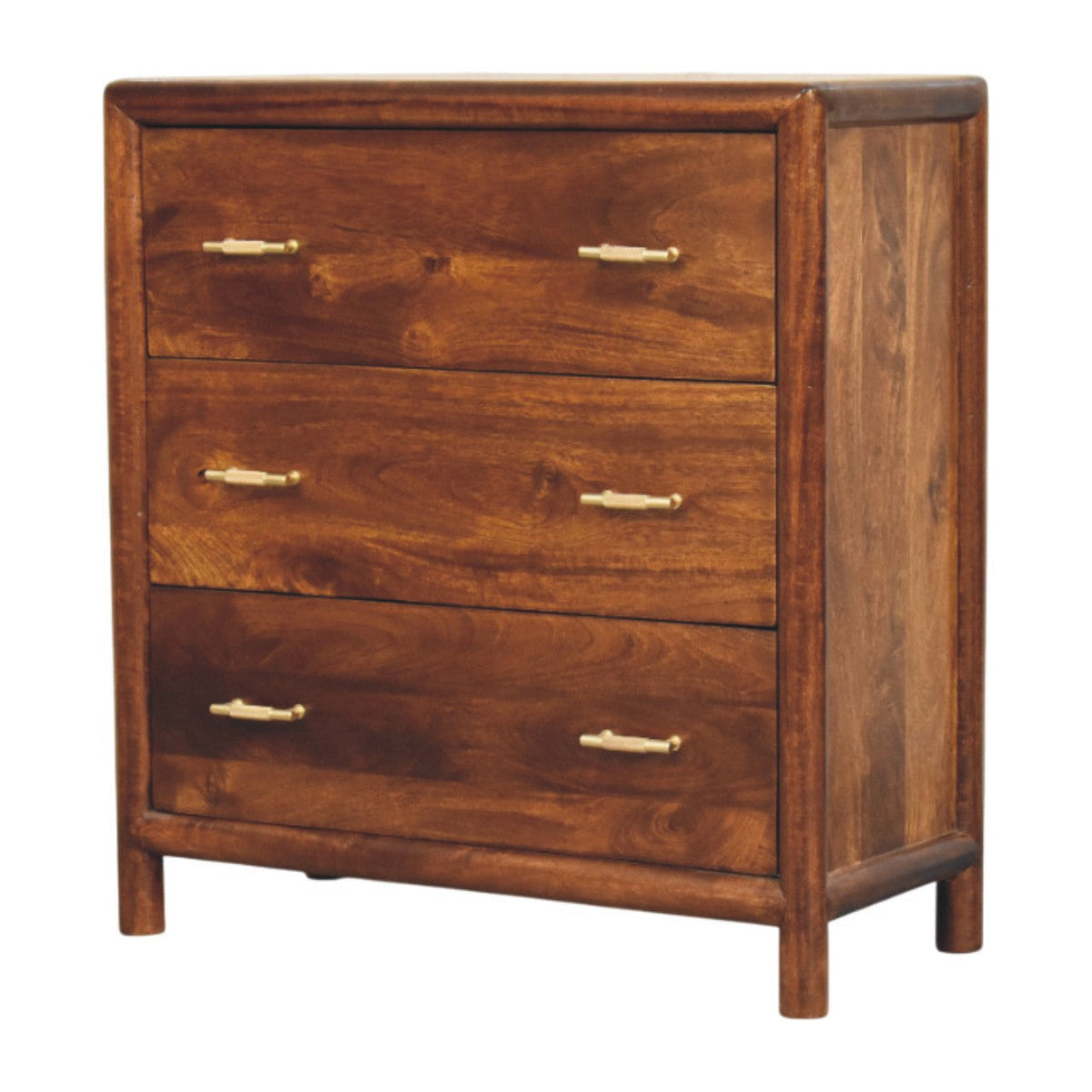 Regency 3-Drawer Solid Mango Wood Chest – Chestnut Finish