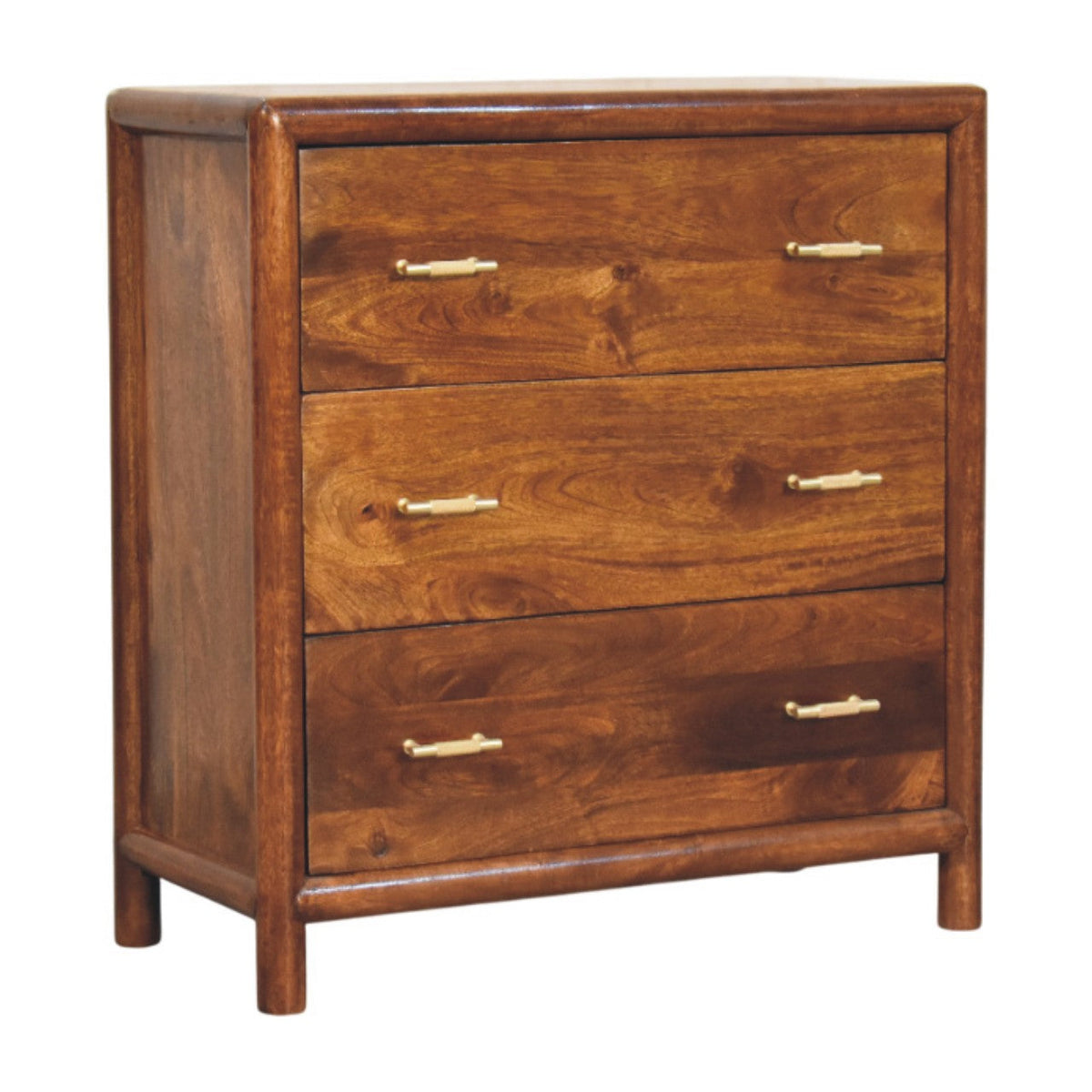 Regency 3-Drawer Solid Mango Wood Chest – Chestnut Finish