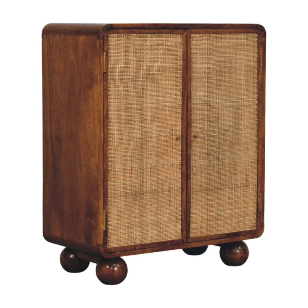 Larissa 2 Door Solid Mango Wood Cabinet – Chestnut Finish
