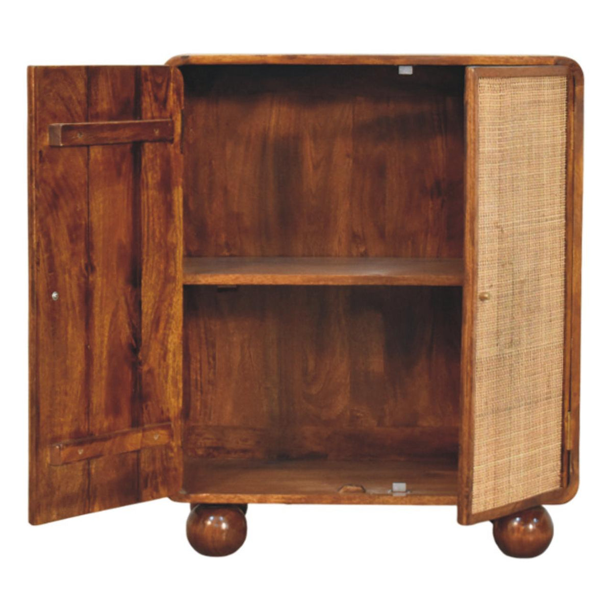 Larissa 2 Door Solid Mango Wood Cabinet – Chestnut Finish