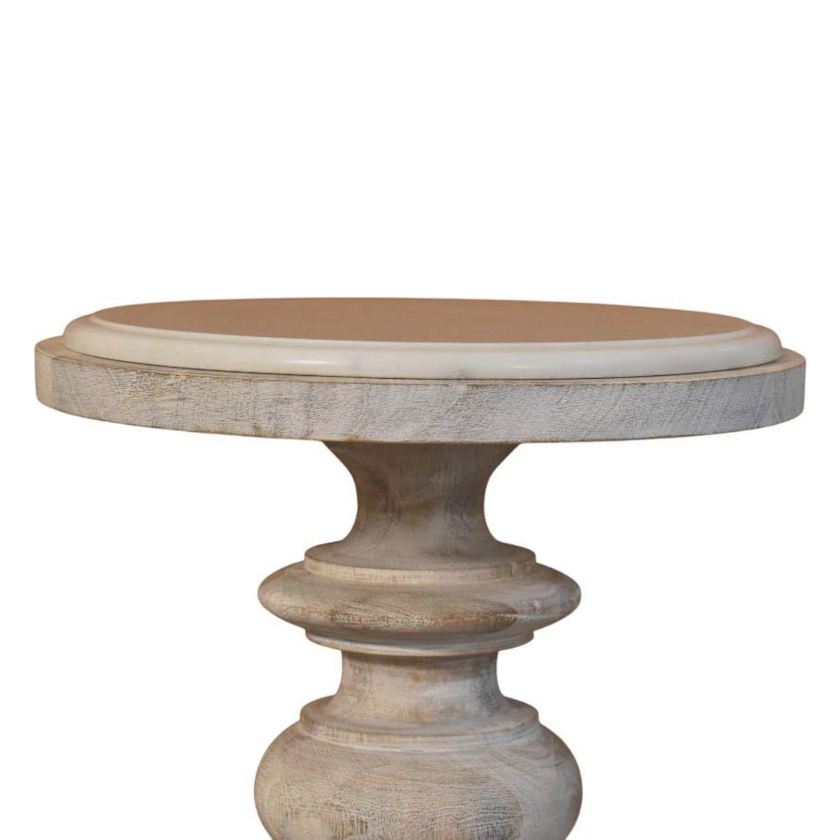 Bellis Marble Solid Mango Wood Accent Table – Salted Oak Finish