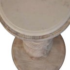 Bellis Marble Solid Mango Wood Accent Table – Salted Oak Finish