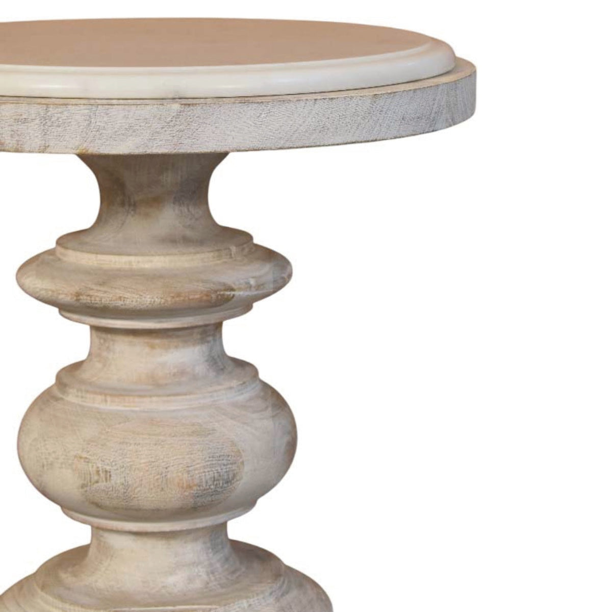 Bellis Marble Solid Mango Wood Accent Table – Salted Oak Finish