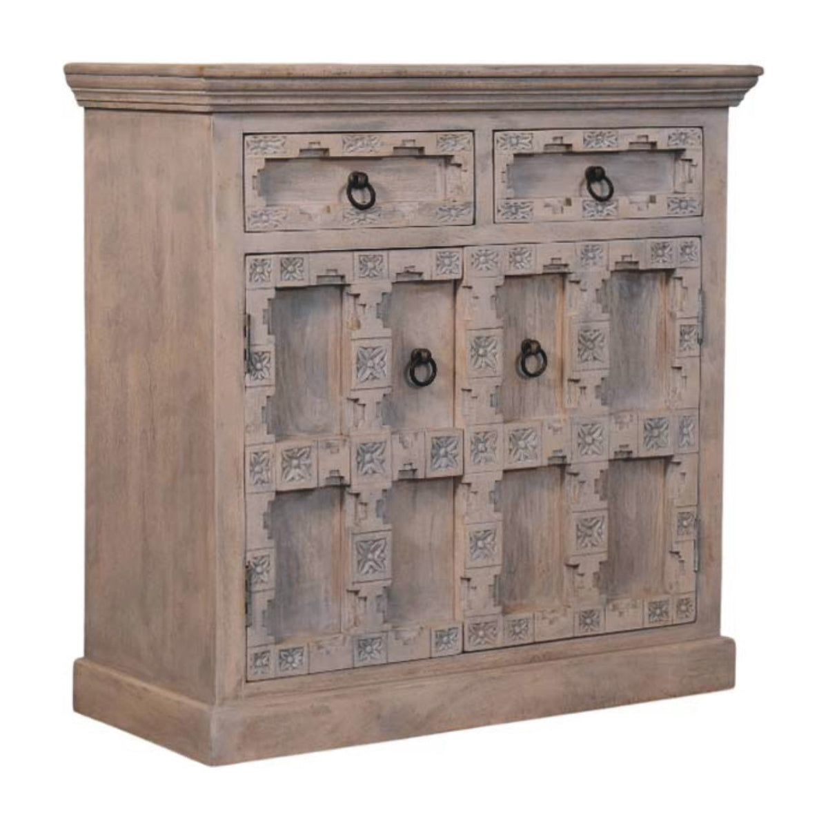 Jaipur Lattice Solid Mango Wood Sideboard – Acid Wash Finish