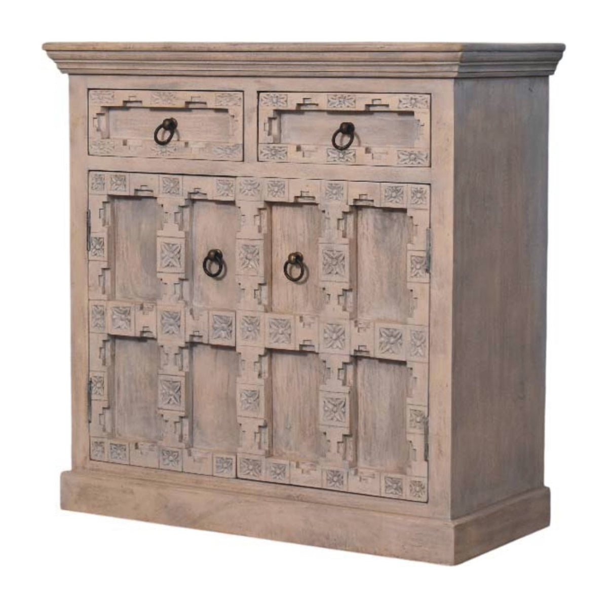 Jaipur Lattice Solid Mango Wood Sideboard – Acid Wash Finish