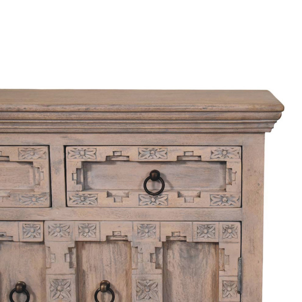 Jaipur Lattice Solid Mango Wood Sideboard – Acid Wash Finish