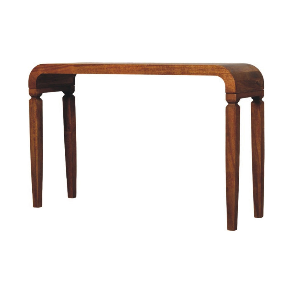 Arcus Solid Mango Wood Console Table – Amber Oak Finish