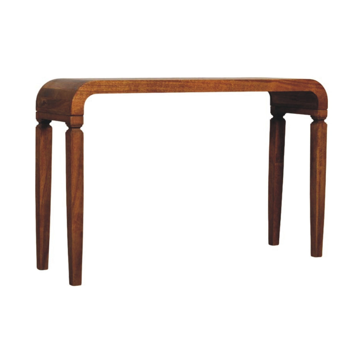 Arcus Solid Mango Wood Console Table – Amber Oak Finish