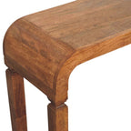 Arcus Solid Mango Wood Console Table – Amber Oak Finish