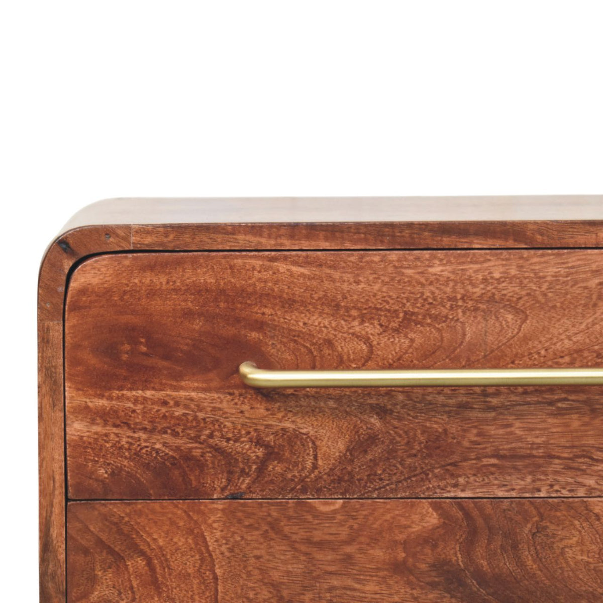 3-Drawer Rounded Solid Mango Wood Chest – Winewood Oak Finish