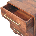 3-Drawer Rounded Solid Mango Wood Chest – Winewood Oak Finish
