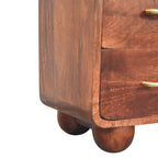3-Drawer Rounded Solid Mango Wood Chest – Winewood Oak Finish