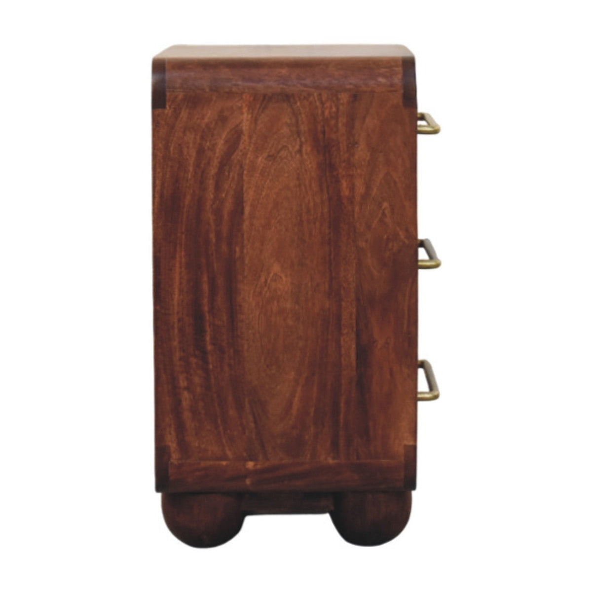 3-Drawer Rounded Solid Mango Wood Chest – Winewood Oak Finish