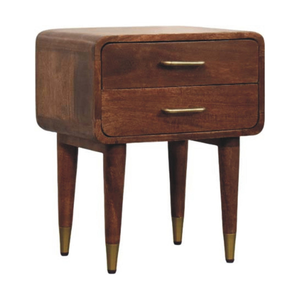 Valenza Solid Mango Wood 2-Drawer Nightstand – Roasted Almond Finish