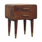 Valenza Solid Mango Wood 2-Drawer Nightstand – Roasted Almond Finish
