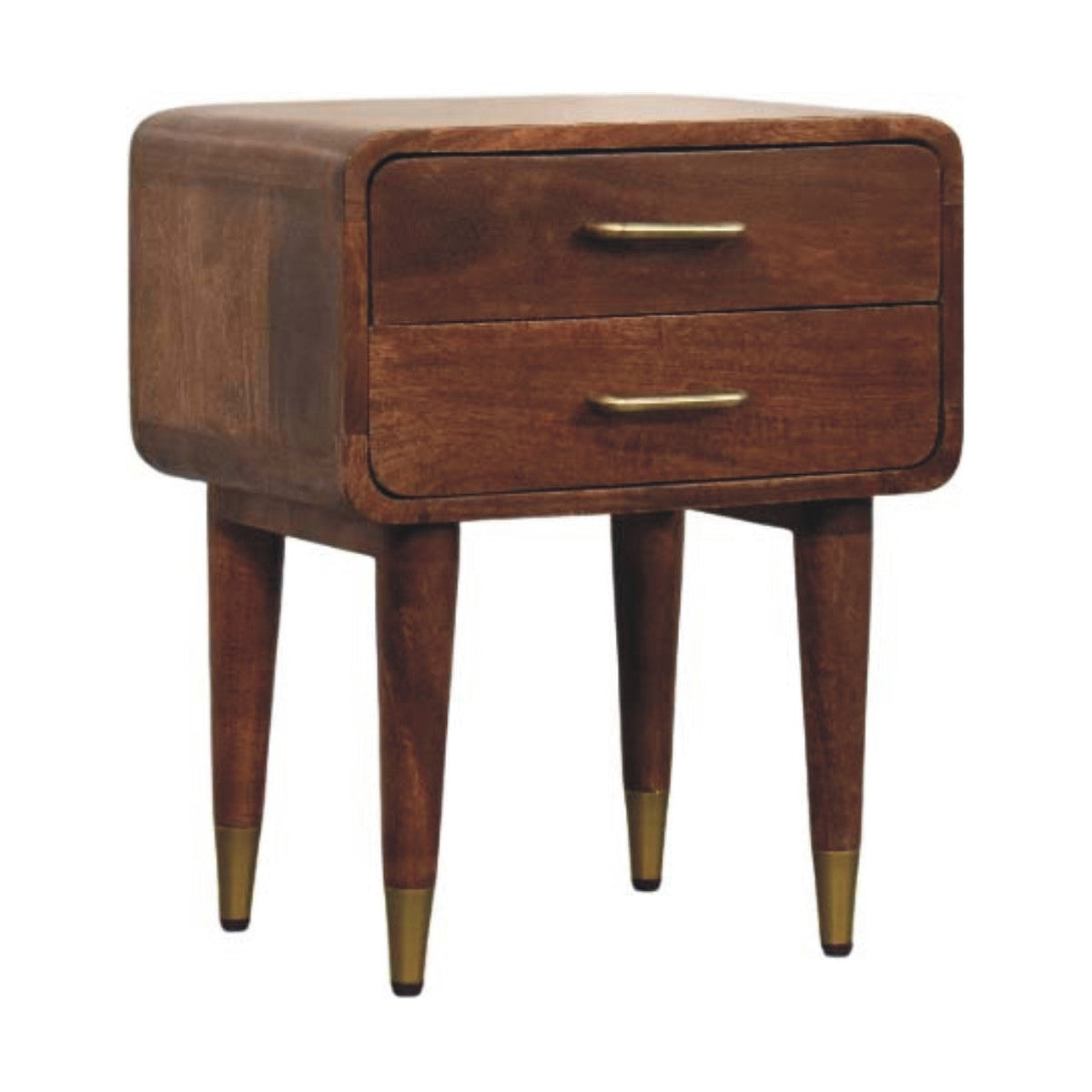 Valenza Solid Mango Wood 2-Drawer Nightstand – Roasted Almond Finish