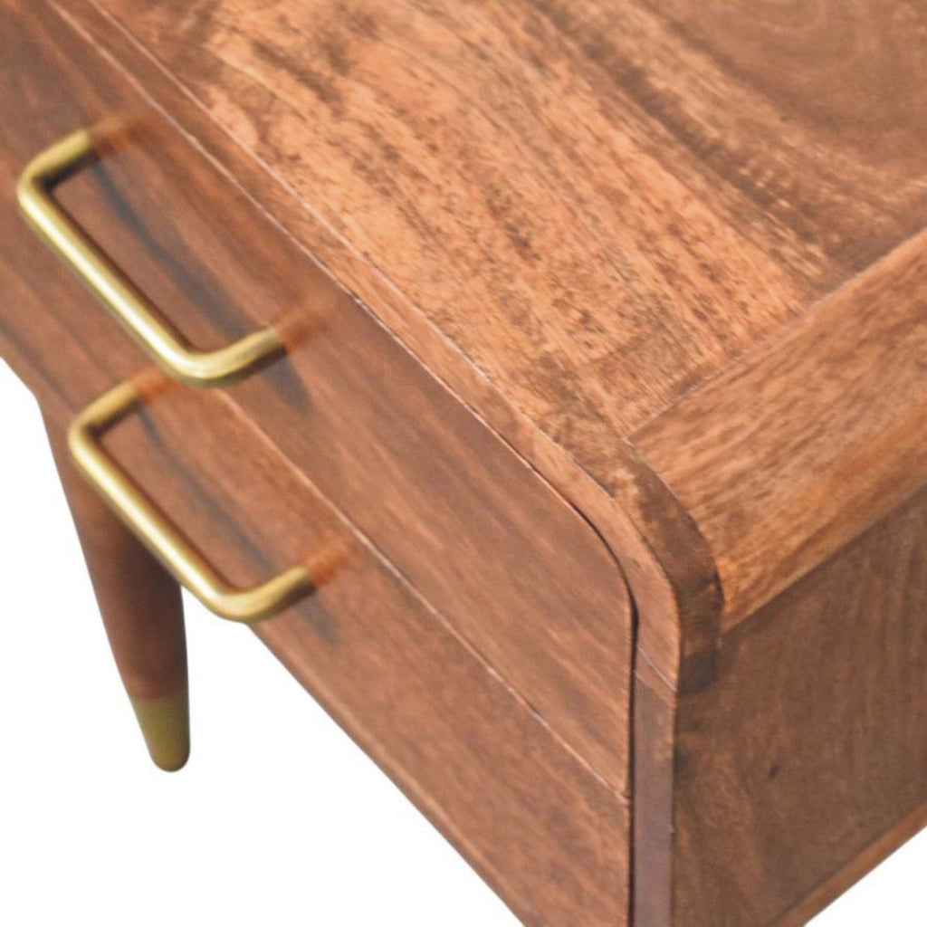 Valenza Solid Mango Wood 2-Drawer Nightstand – Roasted Almond Finish