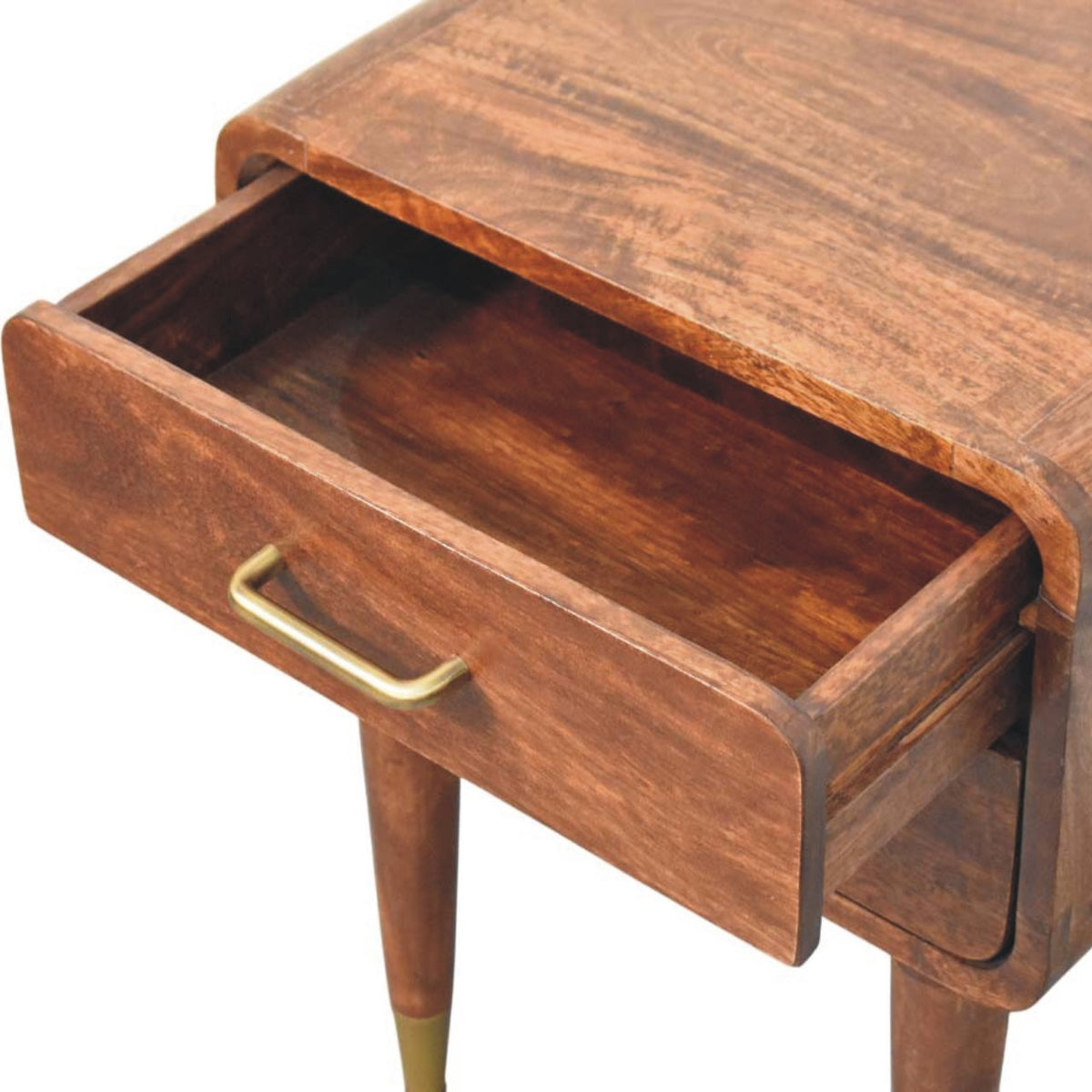 Valenza Solid Mango Wood 2-Drawer Nightstand – Roasted Almond Finish