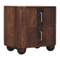 Marlowe Fluted Solid Mango Wood Nightstand – California Walnut Finish