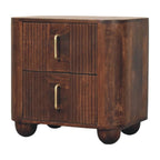 Marlowe Fluted Solid Mango Wood Nightstand – California Walnut Finish
