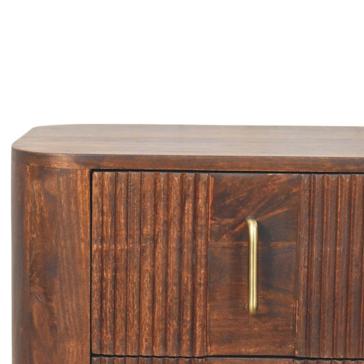 Marlowe Fluted Solid Mango Wood Nightstand – California Walnut Finish