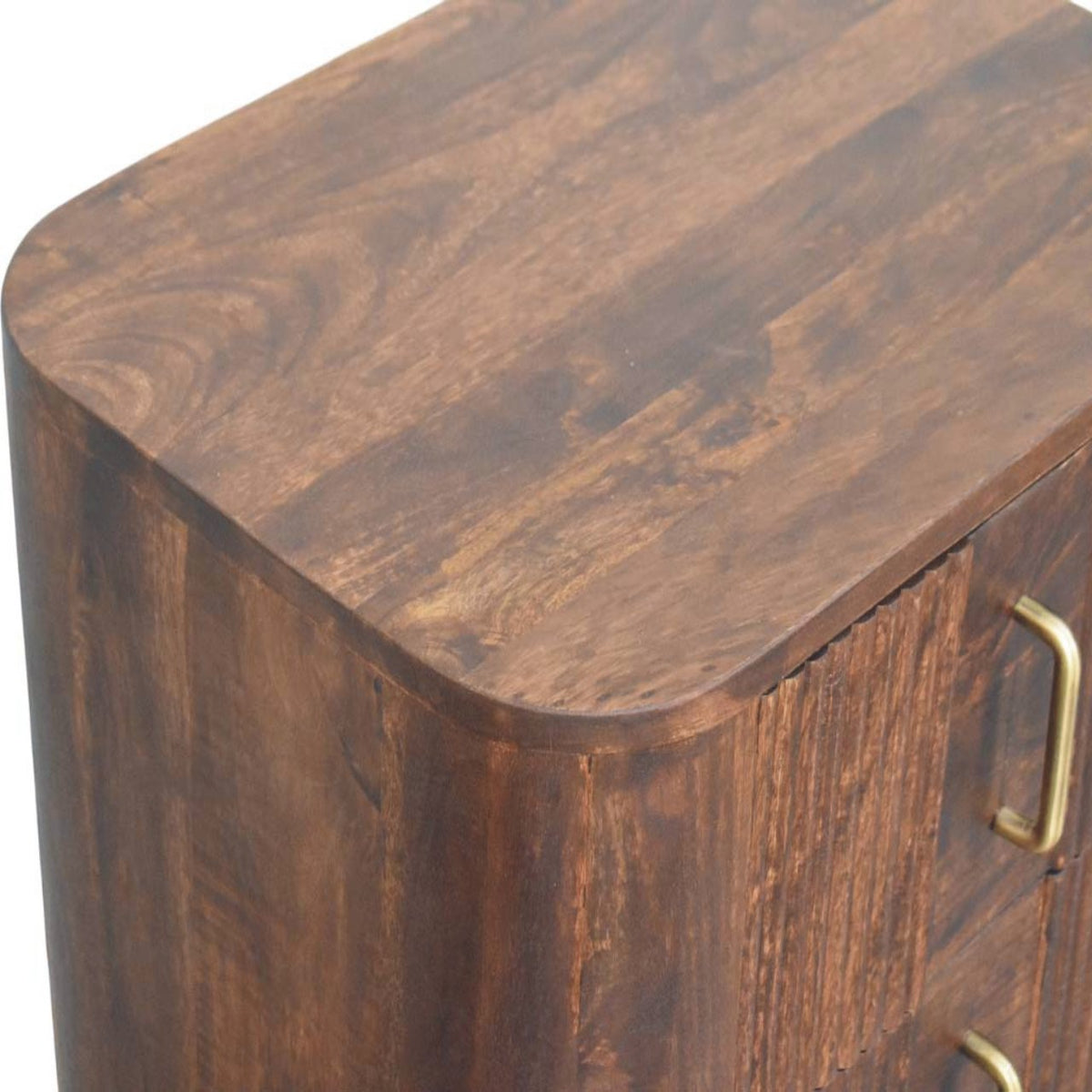 Marlowe Fluted Solid Mango Wood Nightstand – California Walnut Finish