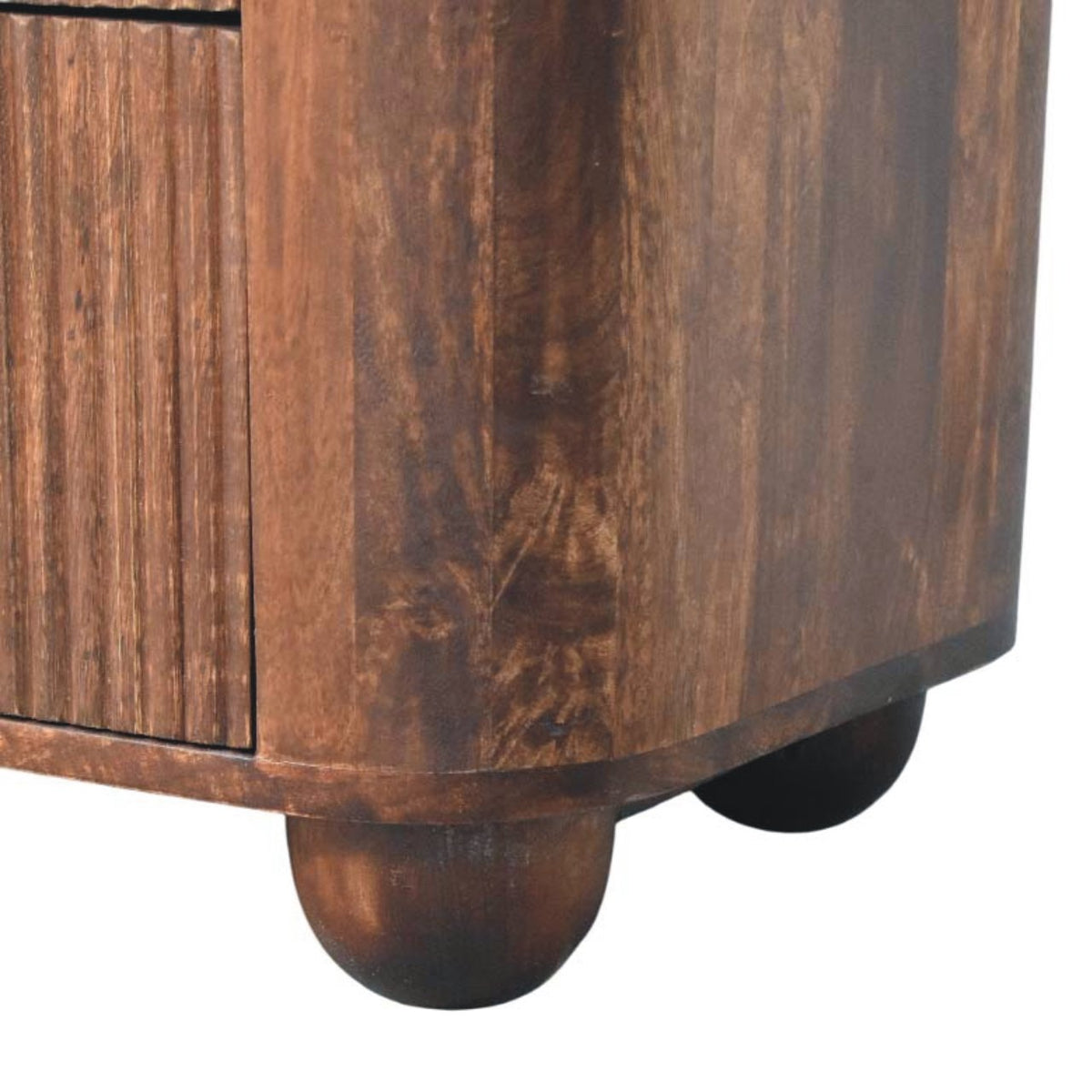 Marlowe Fluted Solid Mango Wood Nightstand – California Walnut Finish