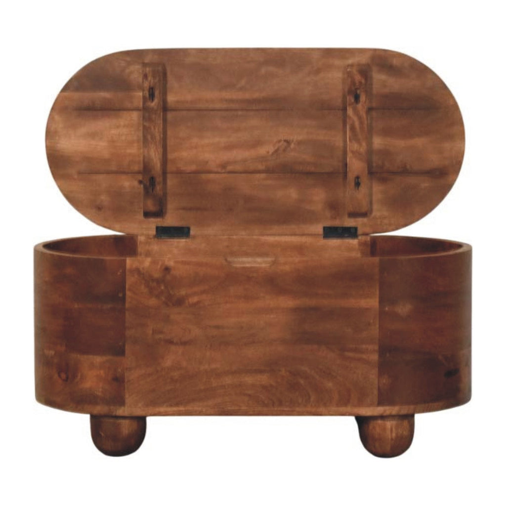 Curva Solid Mango Wood Storage Trunk – Roasted Almond Finish