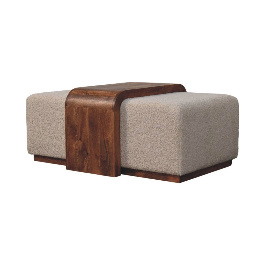 Arden Bouclé Bench Duo – Honey Caramel Finish
