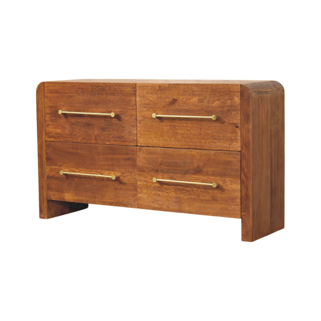Aurelio Four Drawer Solid Wood Chest – Tiger Oak Finish