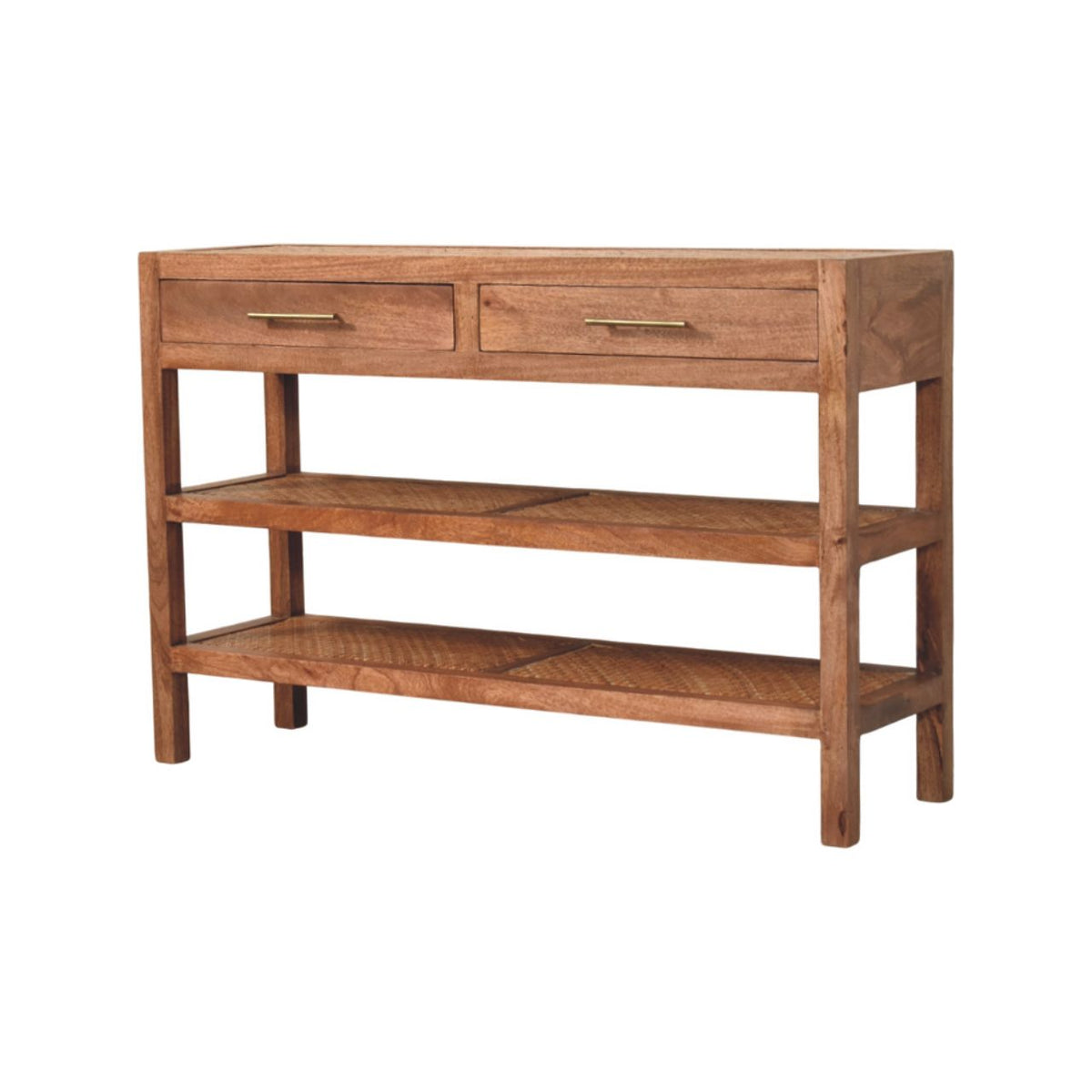 Saffron Rattan Solid Mango Wood Console – Honey Caramel Finish