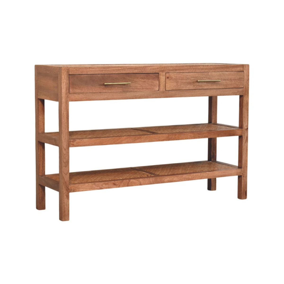 Saffron Rattan Solid Mango Wood Console – Honey Caramel Finish