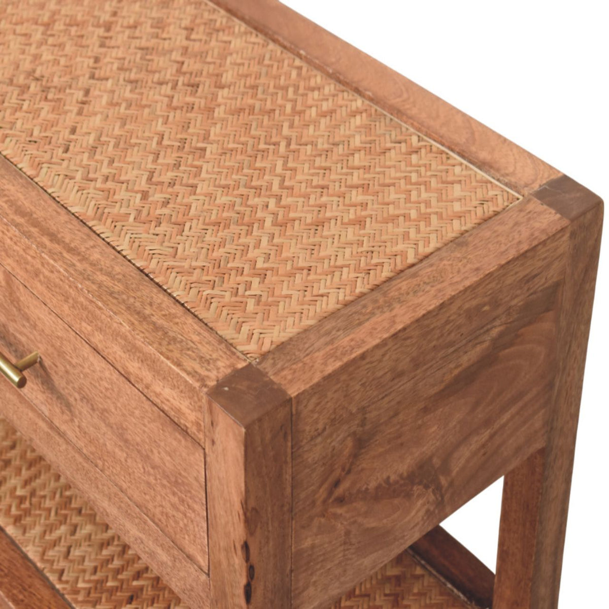 Saffron Rattan Solid Mango Wood Console – Honey Caramel Finish