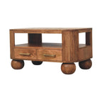 Briarwood Fluted Solid Mango Wood Coffee Table – Golden Teak Finish