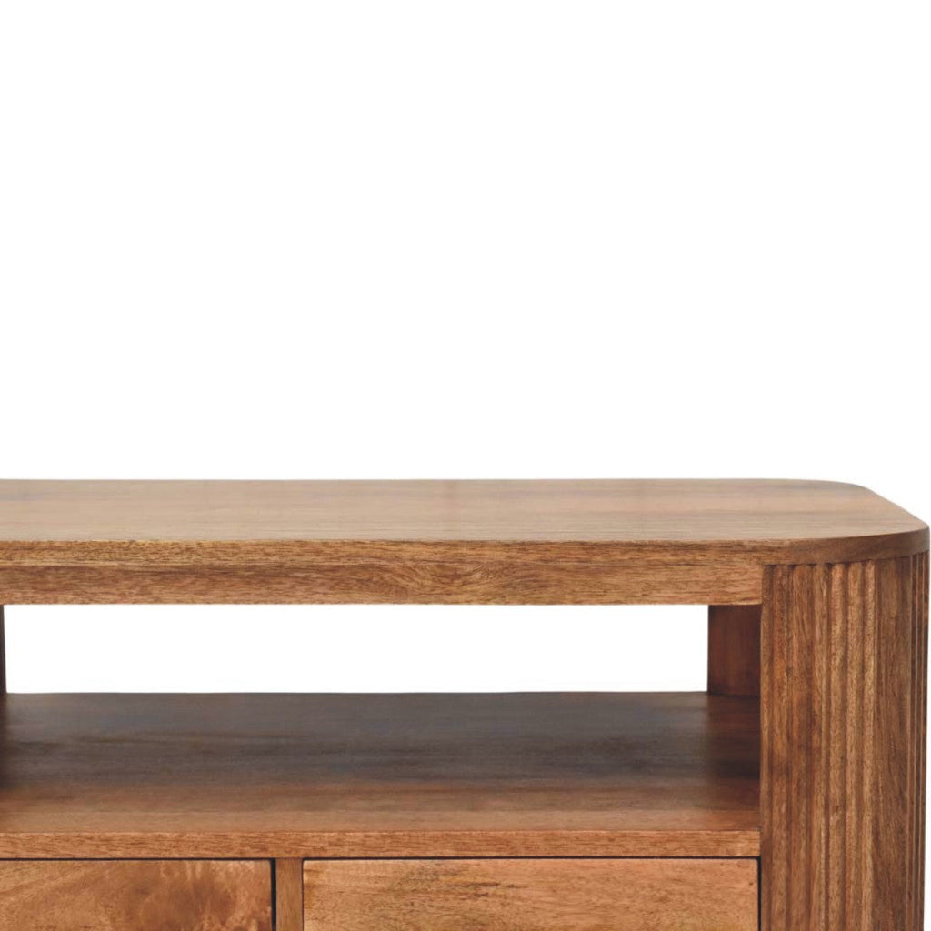 Briarwood Fluted Solid Mango Wood Coffee Table – Golden Teak Finish
