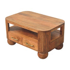 Briarwood Fluted Solid Mango Wood Coffee Table – Golden Teak Finish