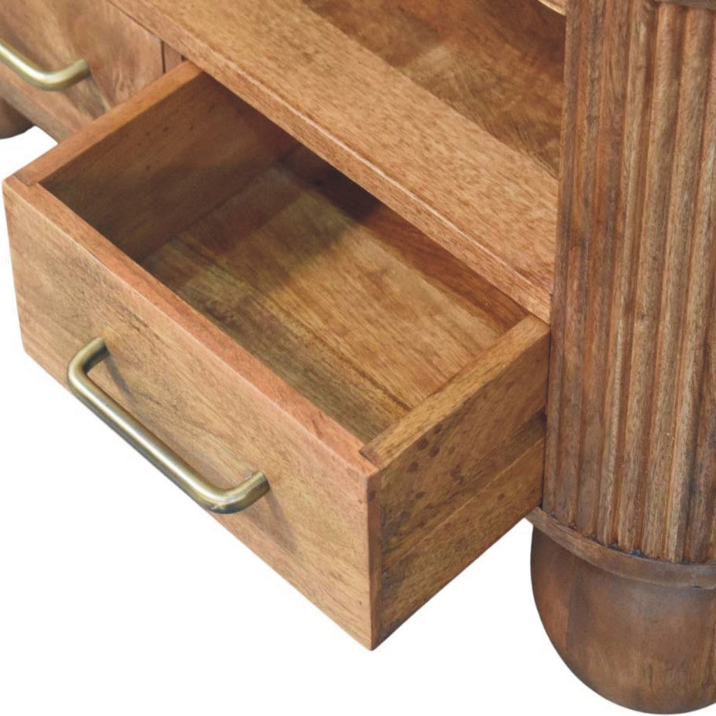 Briarwood Fluted Solid Mango Wood Coffee Table – Golden Teak Finish