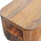 Briarwood Fluted Solid Mango Wood Coffee Table – Golden Teak Finish
