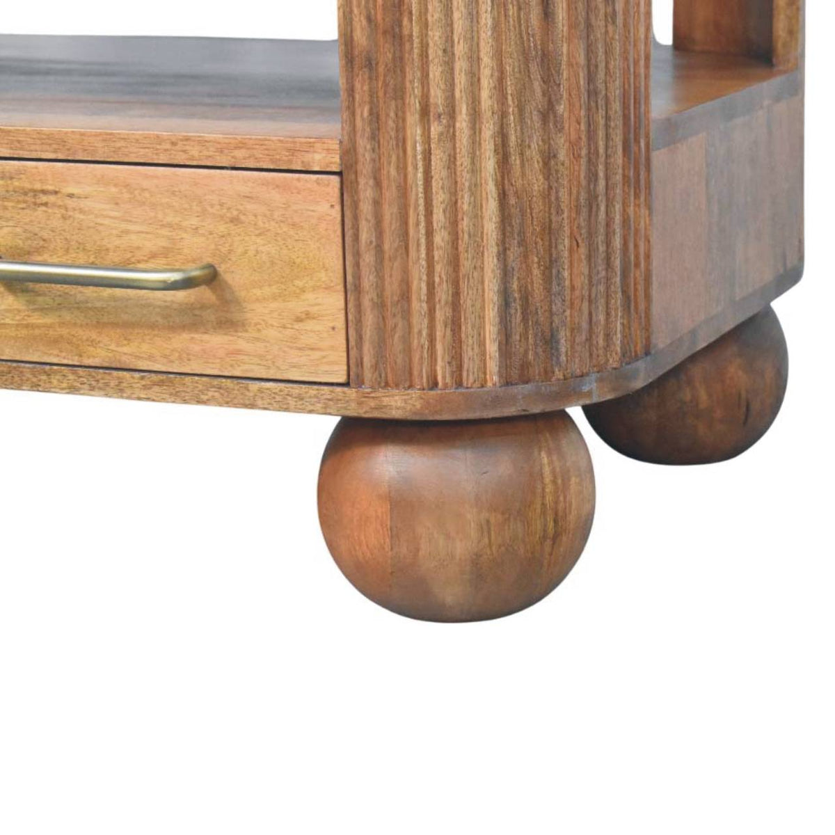 Briarwood Fluted Solid Mango Wood Coffee Table – Golden Teak Finish