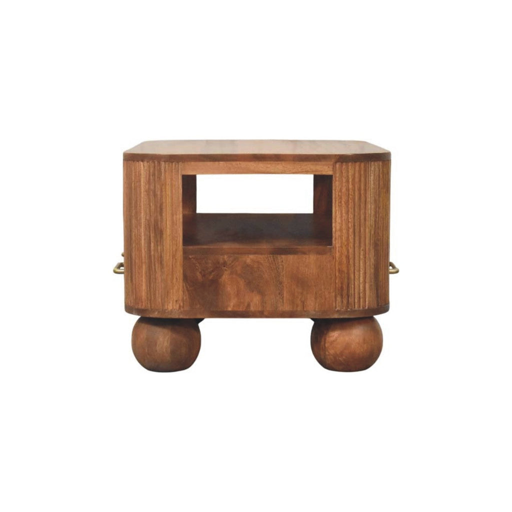Briarwood Fluted Solid Mango Wood Coffee Table – Golden Teak Finish